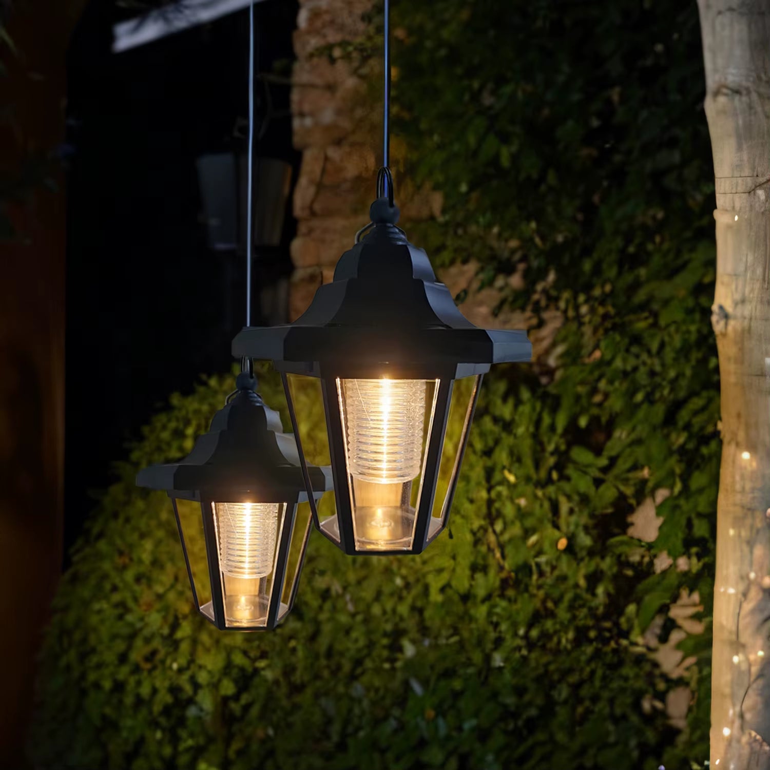 1PC/2PC Hexagonal Solar Path Lights Outdoor Hanging Lanterns Garden Decorative Lighting Solar-Powered Walkway Lights