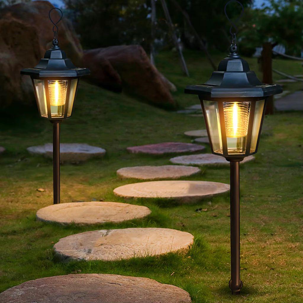 1PC/2PC Hexagonal Solar Path Lights Outdoor Hanging Lanterns Garden Decorative Lighting Solar-Powered Walkway Lights